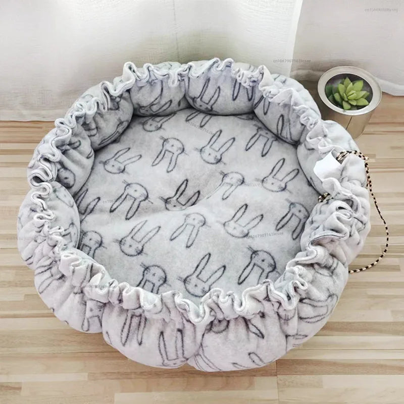 Round Dog Cat Bed Basket Warm Plush Cats Cushion Pet Bag Mat Winter House Soft Nest Puppy Sleeping Sofa for Small Dogs Cat