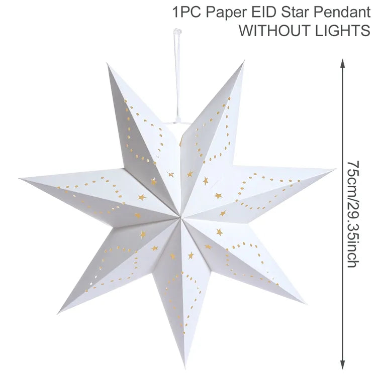 Eid Mubarak Hollow Out Star Hanging Pendant Christmas Ramadan Decor for Home Islam Muslim Party Mubarak Eid Al Adha Kareem