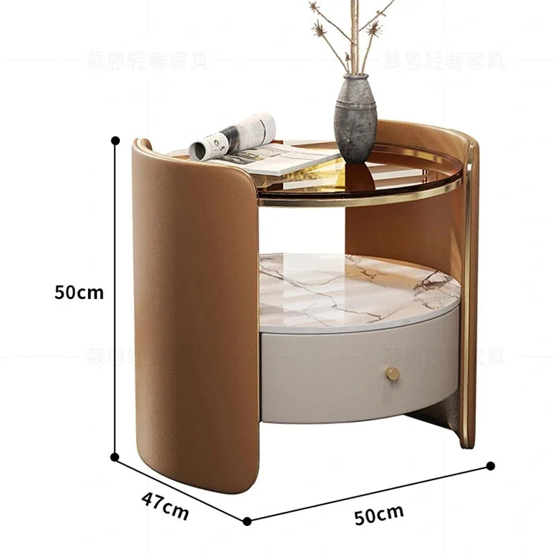 Luxury Nordic Nightstands Aesthetic Unique Storage Round Bedside Tables Bedroom Glass Nachtkastje Bedroom Furniture