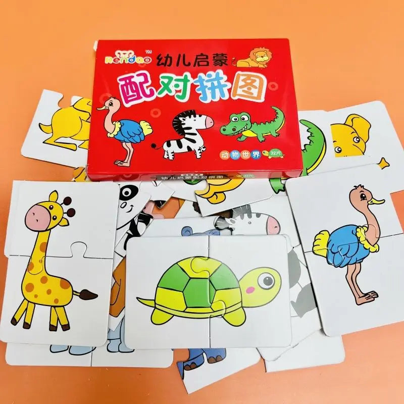 Kids Animal Puzzles for Toddlers 1 2 3 Years Boys Girls Learning Animals Memory Card Matching Game Educational Toys for Children