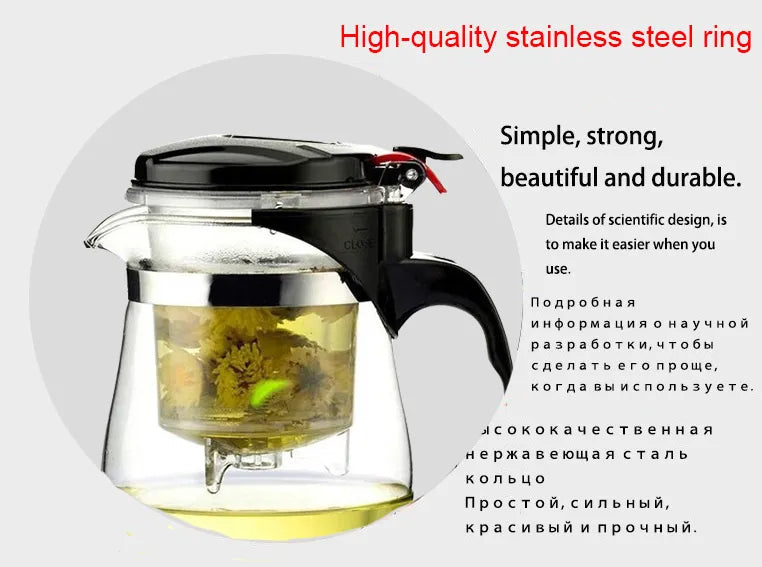 High Quality Heat Resistant Glass Tea Pot Chinese Teaware Kung Fu Tea Set Puer Kettle Coffee Glass Pot Convenient Office TeaPot