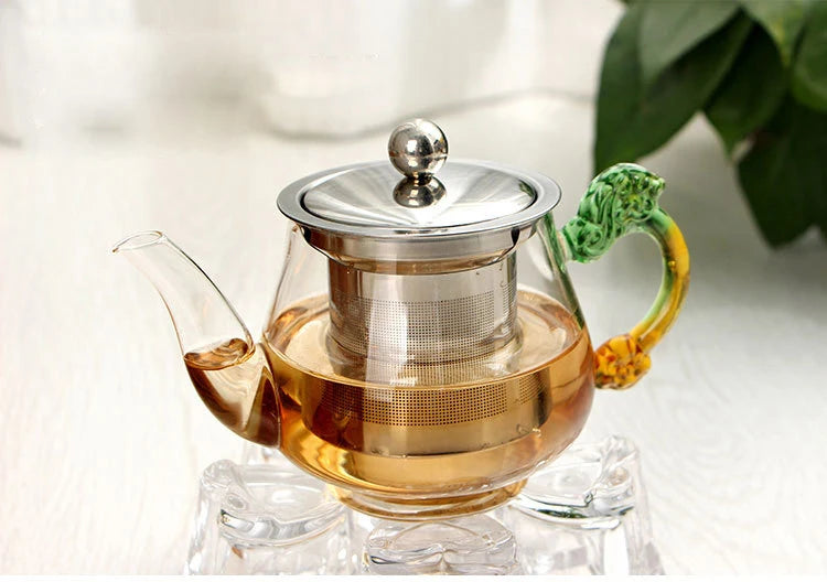 350ml Handmade Teapot With Filter Heat Resistant Glass Tea Pot Infuser Stainless Steel Kettle Wholesale Tea Pots Drinkware