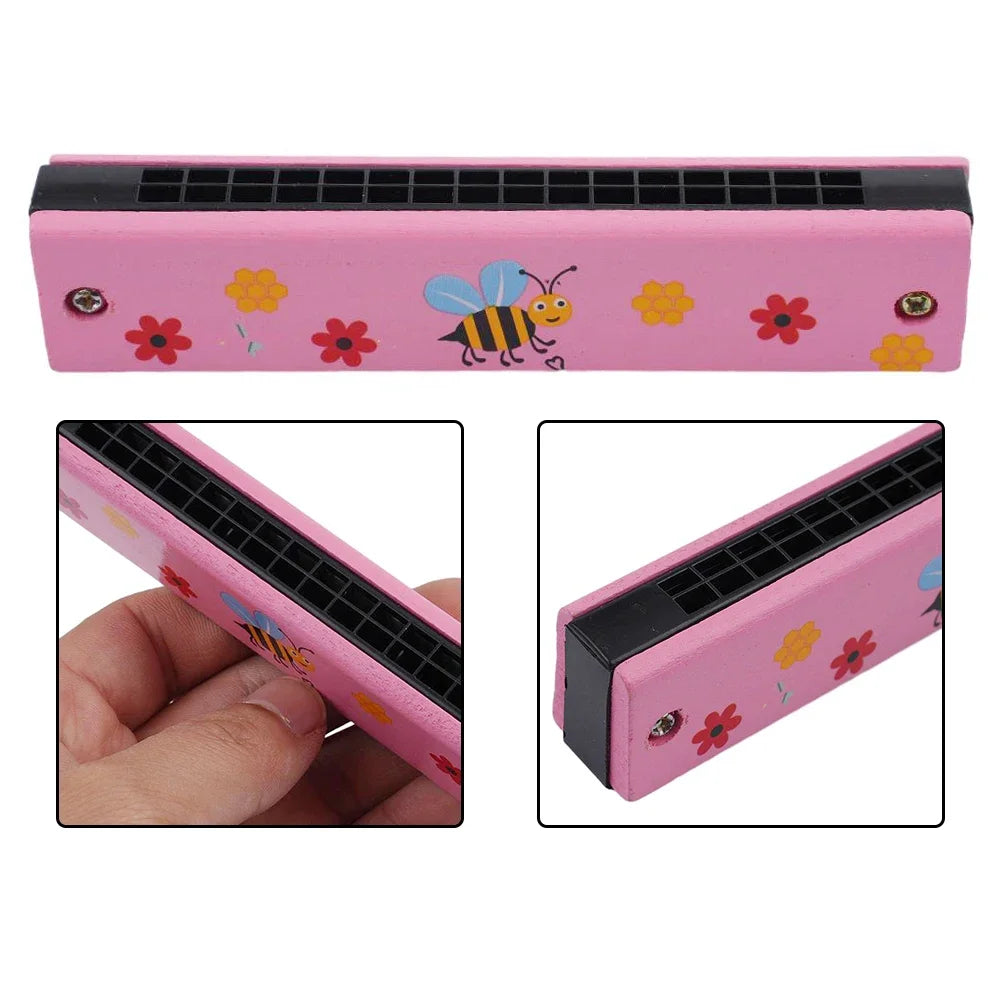 Wooden Harmonica Multicolored for Children 16 Holes Harmonica Mouth Organ Kids Music Instrument Educational Toy Gift