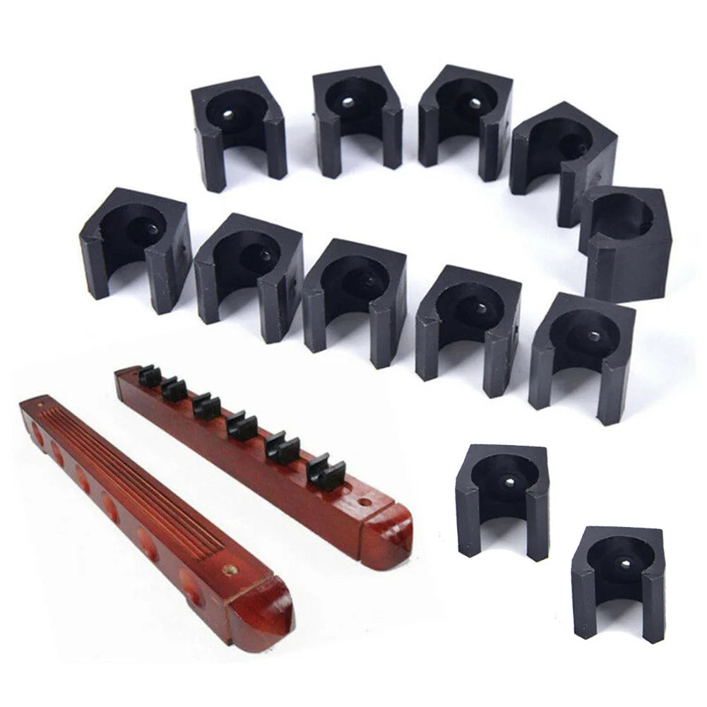12Pcs Billiard Cue Holders 1.9x1.8x1.8cm Wall Hanging Fishing Rod Holder Plastic Stick Holder Clips Billiard Fishing Accessories