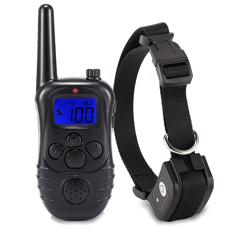 New 300M Remote Electronic Dog Training Collars With LCD Blue Screen Display Rechargeable 100 Levels Pet Electronic Dog Collars