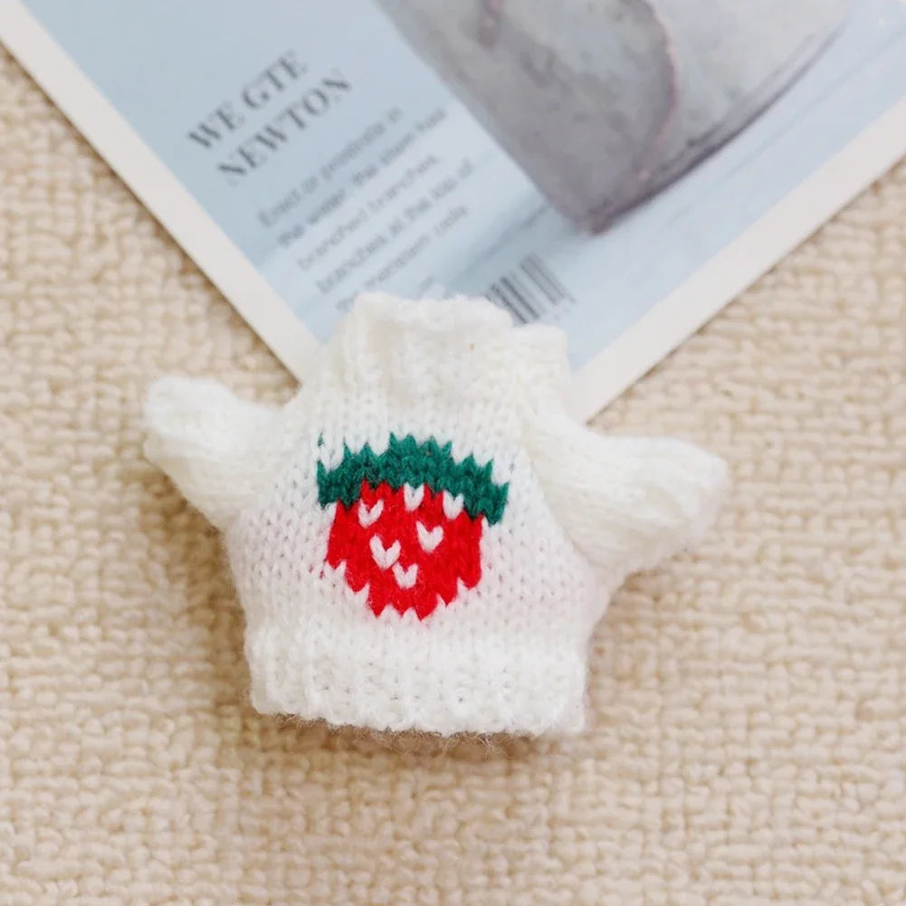 Mini Doll'S Clothes Outfit Accessories for Labubu for Elf Doll Knitted Christmas Love Twisted Solid Santa Sweater Clothing