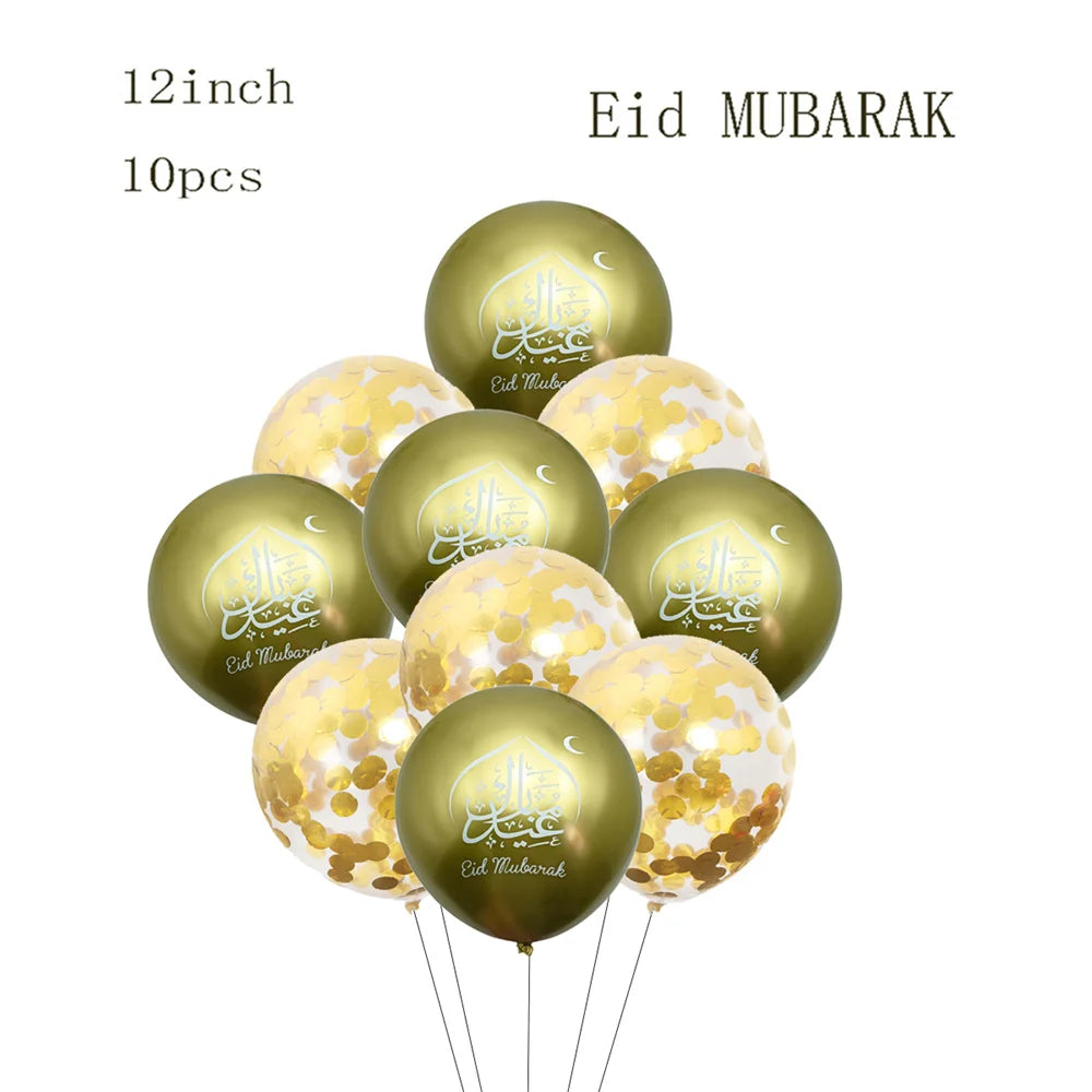Hot Stamping Eid Mubarak Disposable Paper Plate Cup Napkin Islamic Muslim Eid Al Adha Home Party Decor Ramadan Kareem Supplies