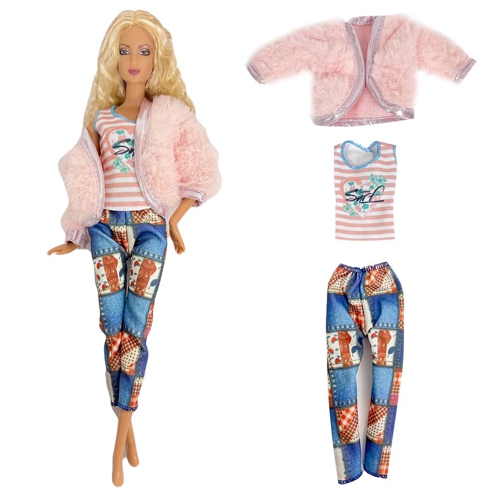 NK Official Mix Style Clothing Fashion Clothing Soft Fur Coat Doll Dress Casual Wear Clothes for Barbie Doll Accessories JJ