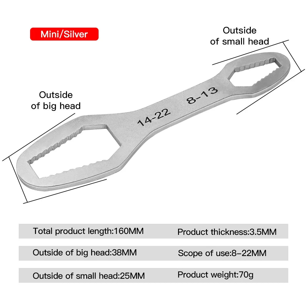8-22mm Universal Torx Wrench Self-Tightening Adjustable Glasses Wrench Board Double-Head Torx Spanner Hand Tools for Factory