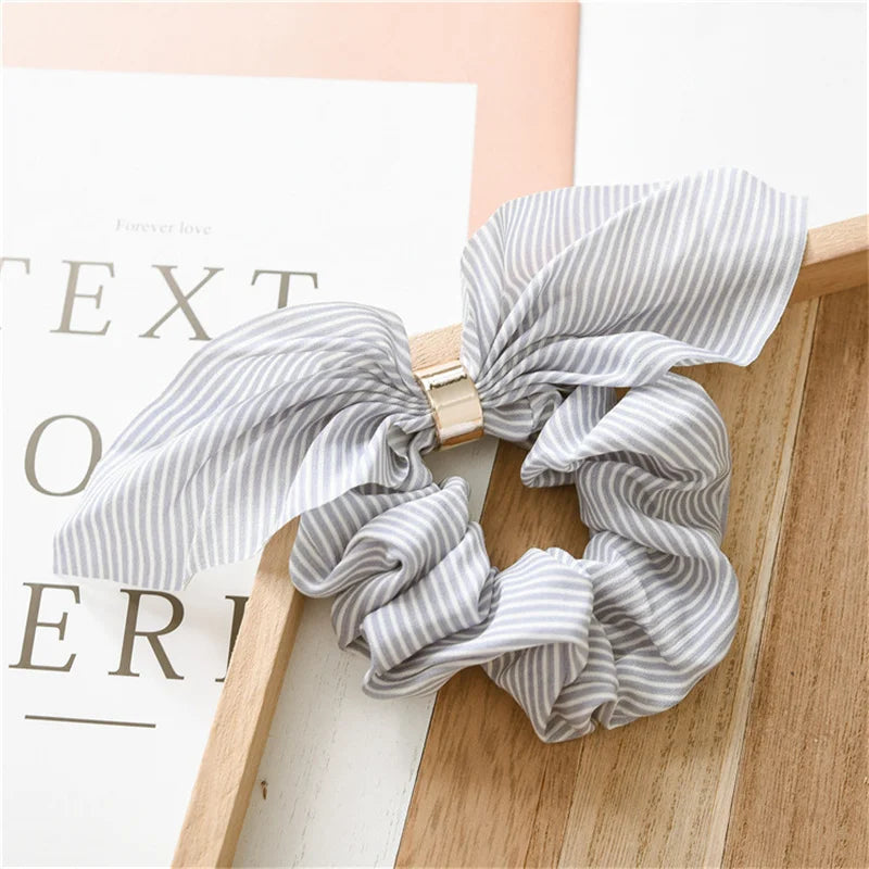 Chiffon Hair Scrunchies Women Fashion Pearl Ponytail Holder Hair Tie Hair Rope Rubber Bands Hair Accessories Bowknot Headwear