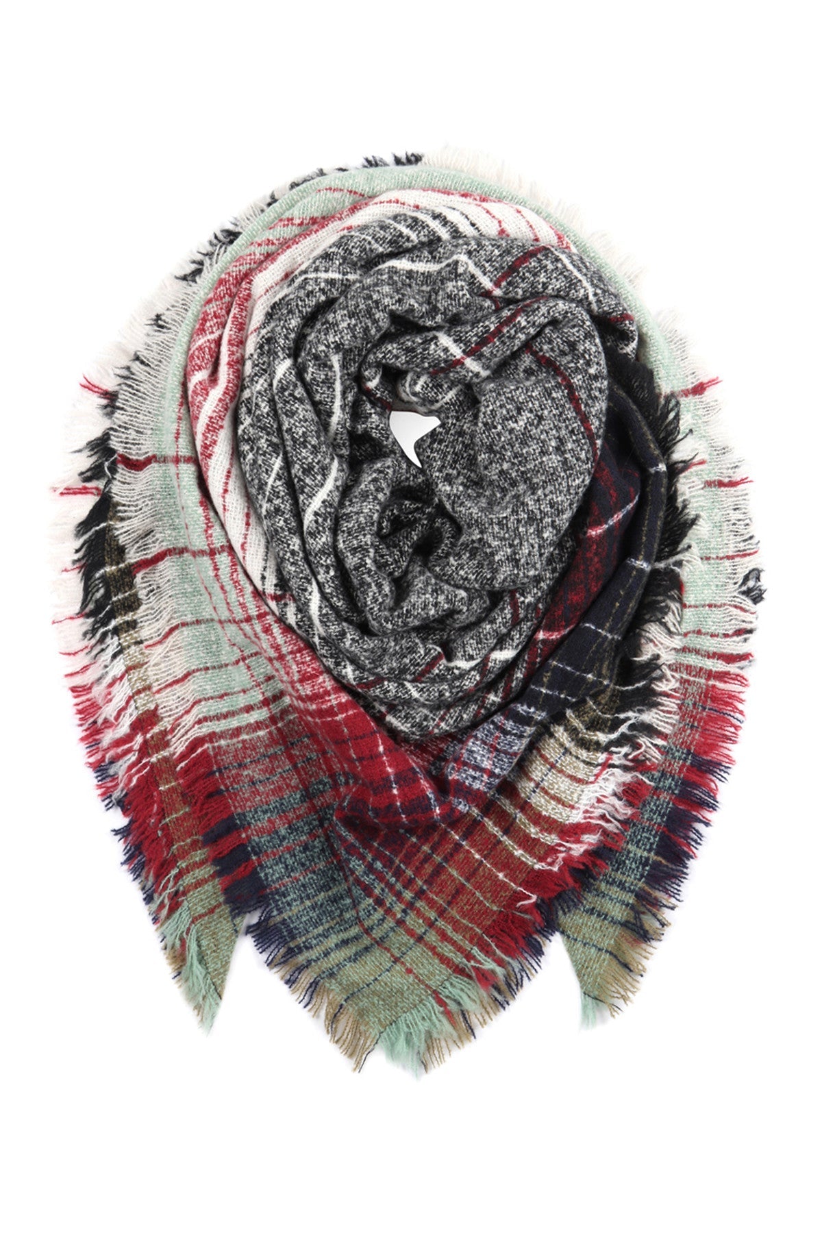 Hdf2913 - Multicolor Blanket Fringed Scarf
