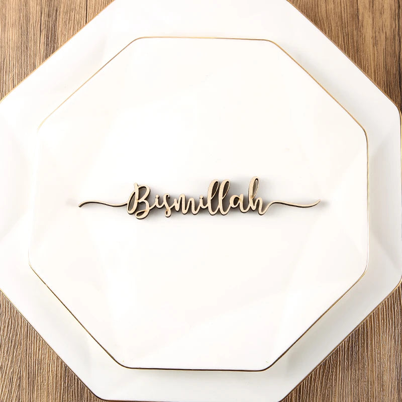 Bismillah Sign Eid Decorations Ramadan Place Cards EID MUBARAK Decorations Laser Cut Place Setting Bismillah Inshallah Sign