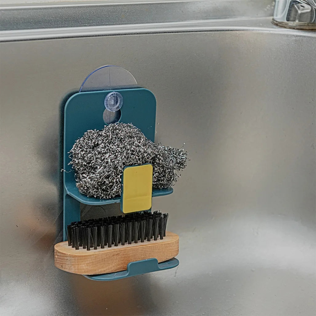 Sink Drain Rack Metal Suction Cup Kitchen Storage Accessories Organizer Storage Sponge Holder Phone Glasses Bathroom Storage