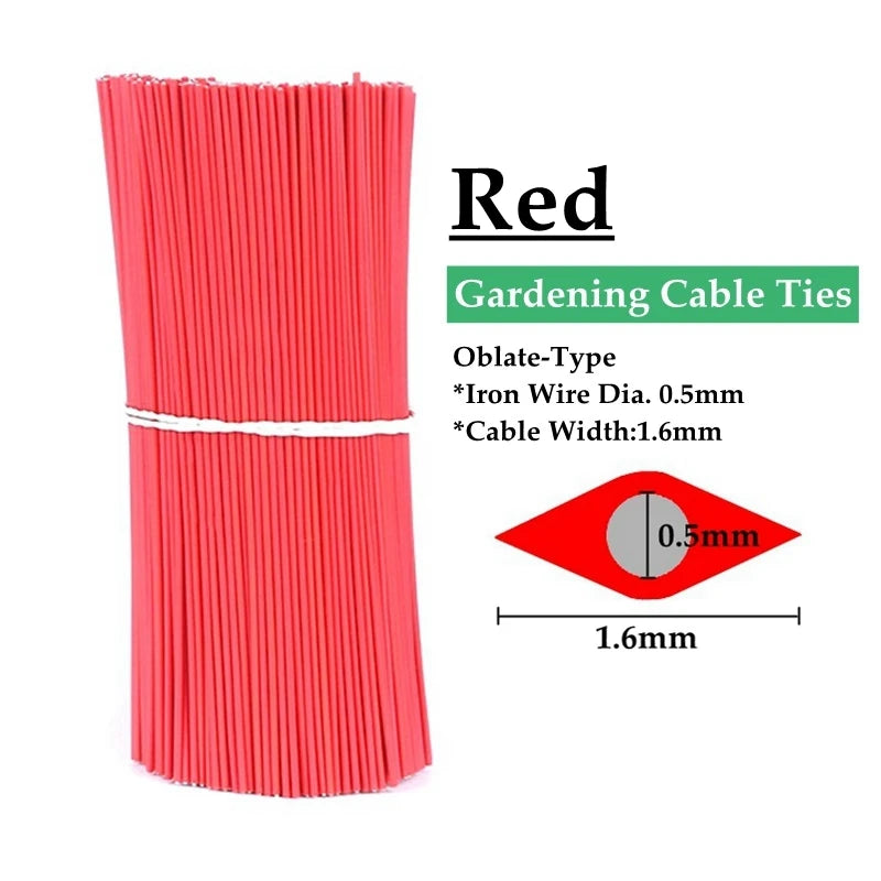 100pcs Gardening Cable Ties Reusable Oblate Iron Wire Bonsai Flower Cucumber Vine Climbing Plants Cable Tie