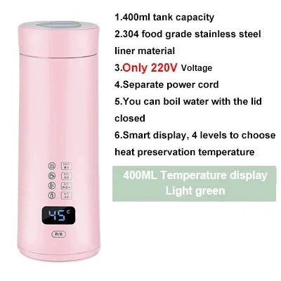 Thermal Insulation Electric Kettle Temperature Control Smart Hot Water Heating Bottle Coffee Boiler Travel Portable Tea Pot Cup