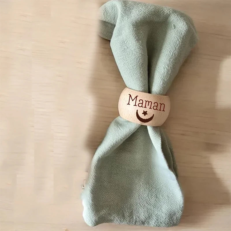 Personalized Moon Star Napkin Ring Eid Mubarak Muslim Islamic Ramadan Kareem Iftar Suhoor Family Dinner Table Decoration Gift