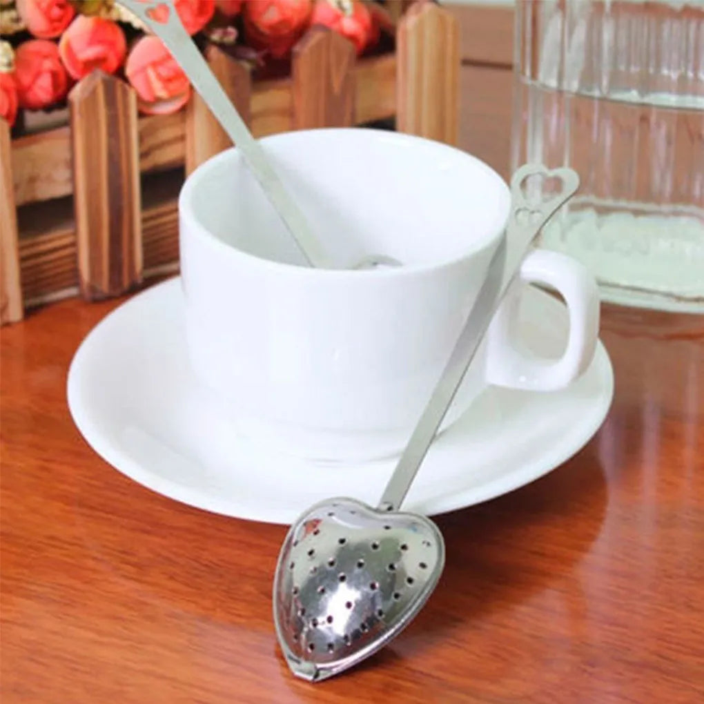 Reusable Tea Infuser Heart Shaped Stainless Steel Teakettle Locking Tea Filter Seasoning Ball Mesh Herbal Ball Tea Spice Strain
