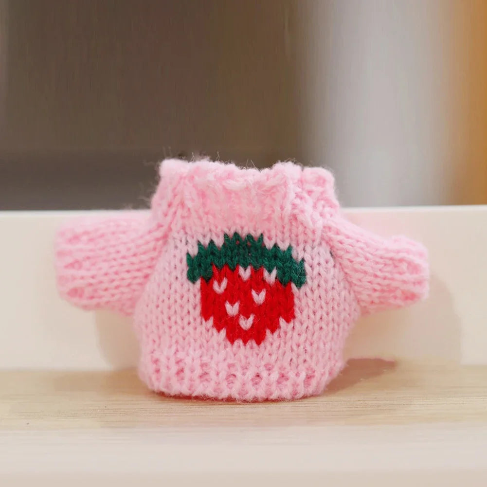 Mini Doll'S Clothes Outfit Accessories for Labubu for Elf Doll Knitted Christmas Love Twisted Solid Santa Sweater Clothing