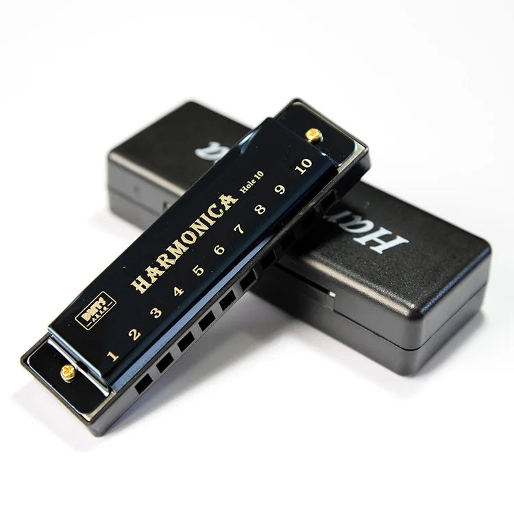 Diatonic Harmonica 10 Holes Blues Harp Mouth Organ Key of C Professional Musical Instruments Color Black ABS Comb