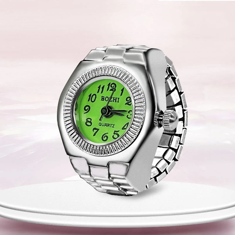 Steel Fun Vintage Punk Quartz Finger Pocket Watch Ring for Women Men Goth Clock Rings Digital Watch Elastic Stretchy Rings Gifts