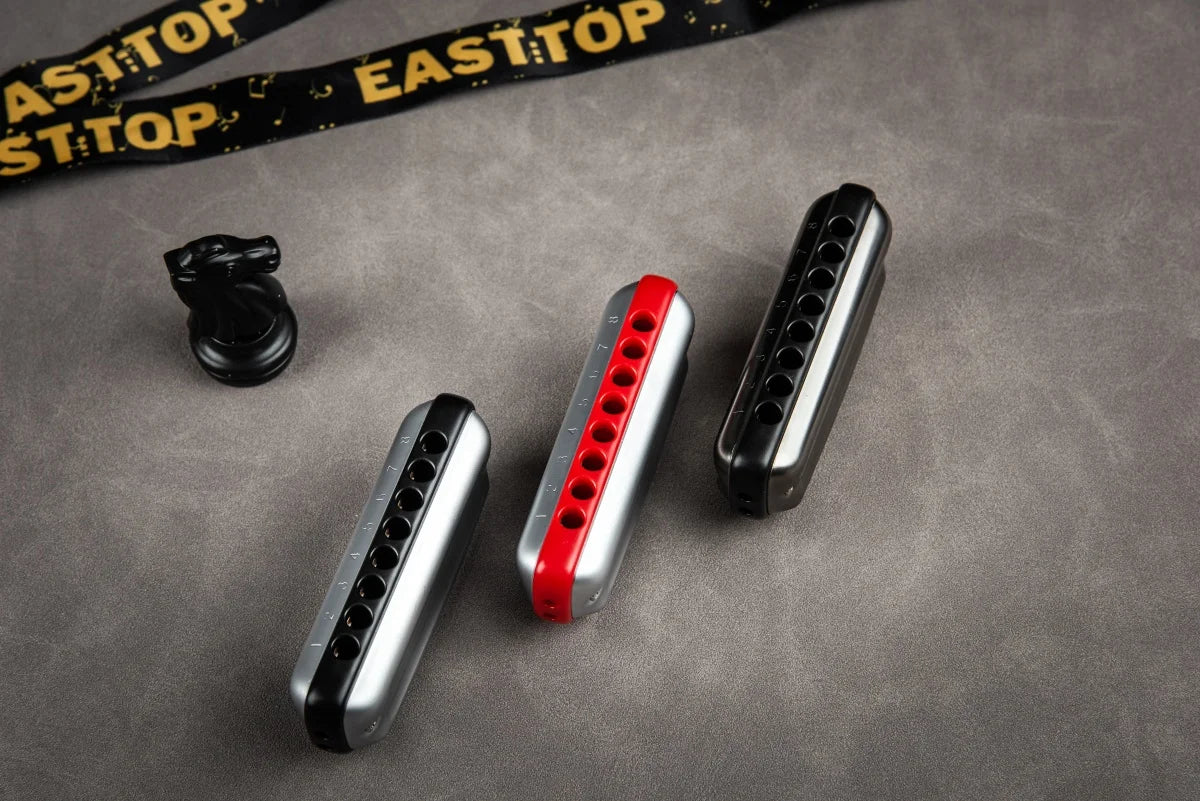 East Top Blues Harmonica Key of C 8 Hole Professional Mouth Organ Harmonica for Adults, Professional Player, Beginners and Gifts