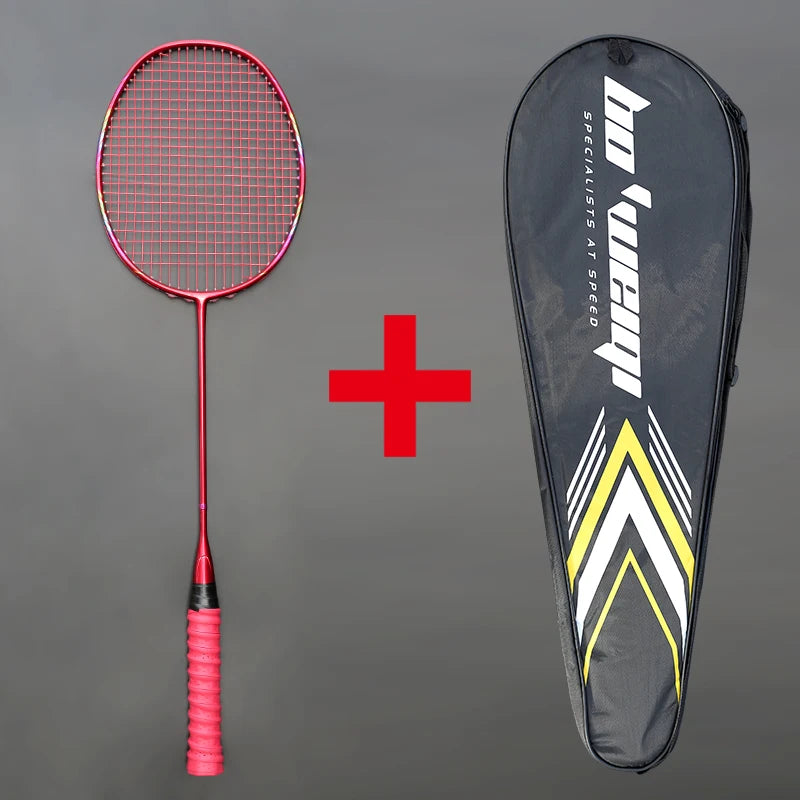 Super Light 8U Full Carbon Fiber Badminton Rackets With Bags String Professional Racket Strung Padel Sports