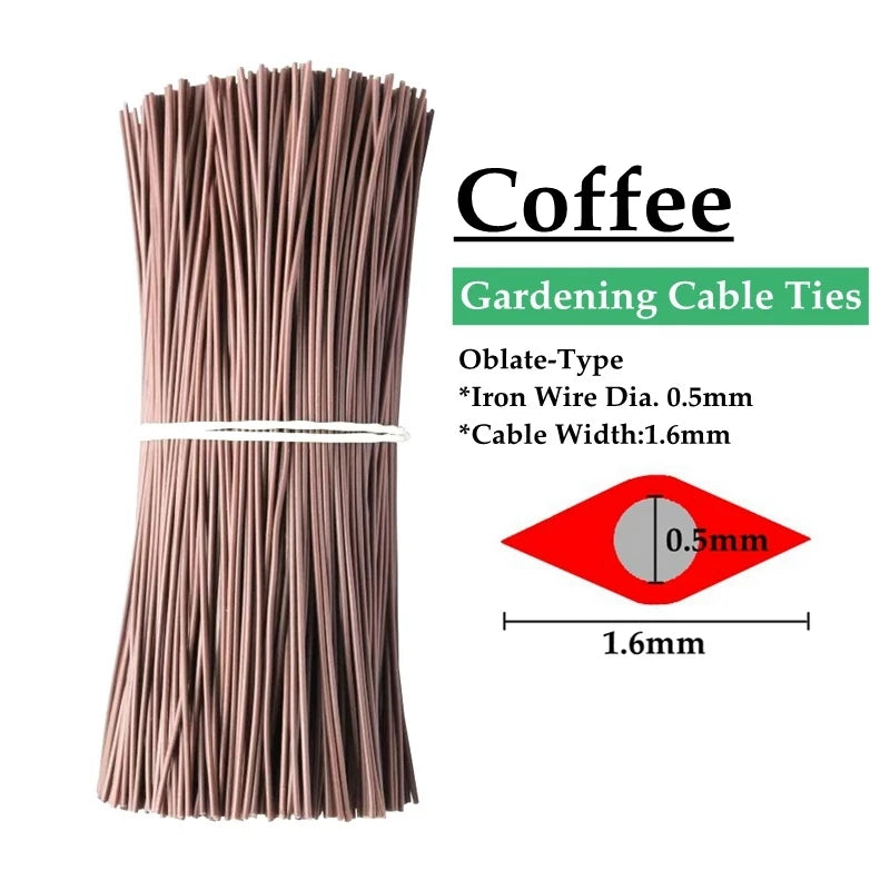 100pcs Gardening Cable Ties Reusable Oblate Iron Wire Bonsai Flower Cucumber Vine Climbing Plants Cable Tie