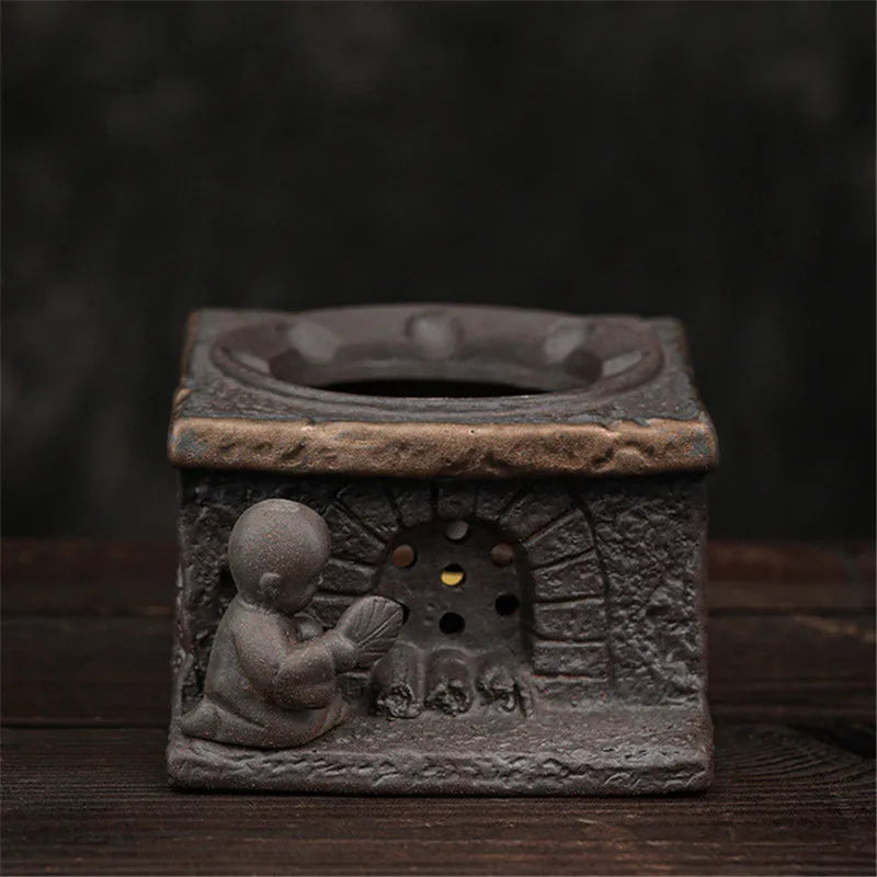 Japanese Coarse Pottery Handmade Teapot Warmer Ceramic Retro Tea Heater Candle Stand Kettle Holder Tea Stove Kung Fu Tea Set