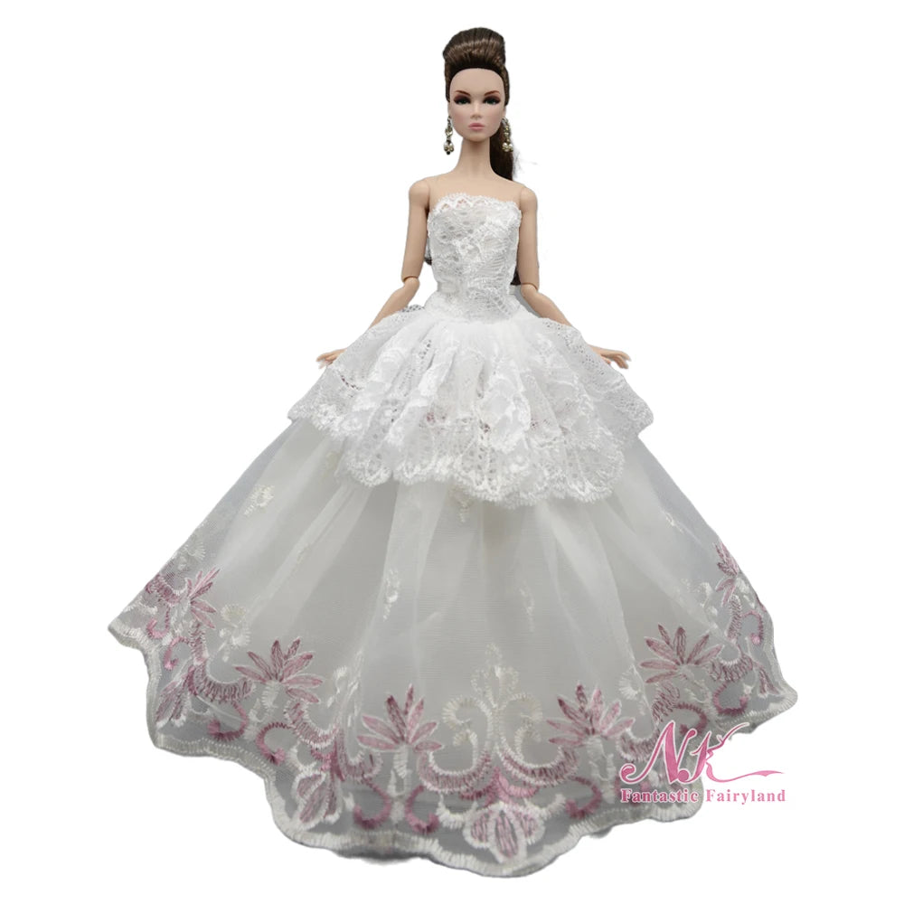 NK 1 Pcs 30CM Princess Wedding Dress Noble Party Gown for Barbie Doll Accessories Fashion Clothes Gift for Girl' 1/6 Doll Toy JJ