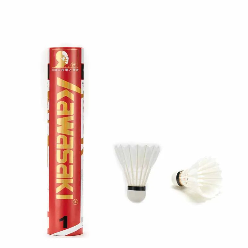 12Pcs Kawasaki Tournament Shuttlecock White Goose Feather Professional Badminton Ball Durable Speed 76 77