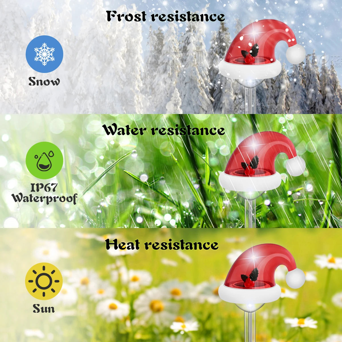 Christmas Decorations Outdoor Waterproof Solar Christmas Garden Stakes Solar Christmas Pathway Lights for Yard Lawn Path Xmas