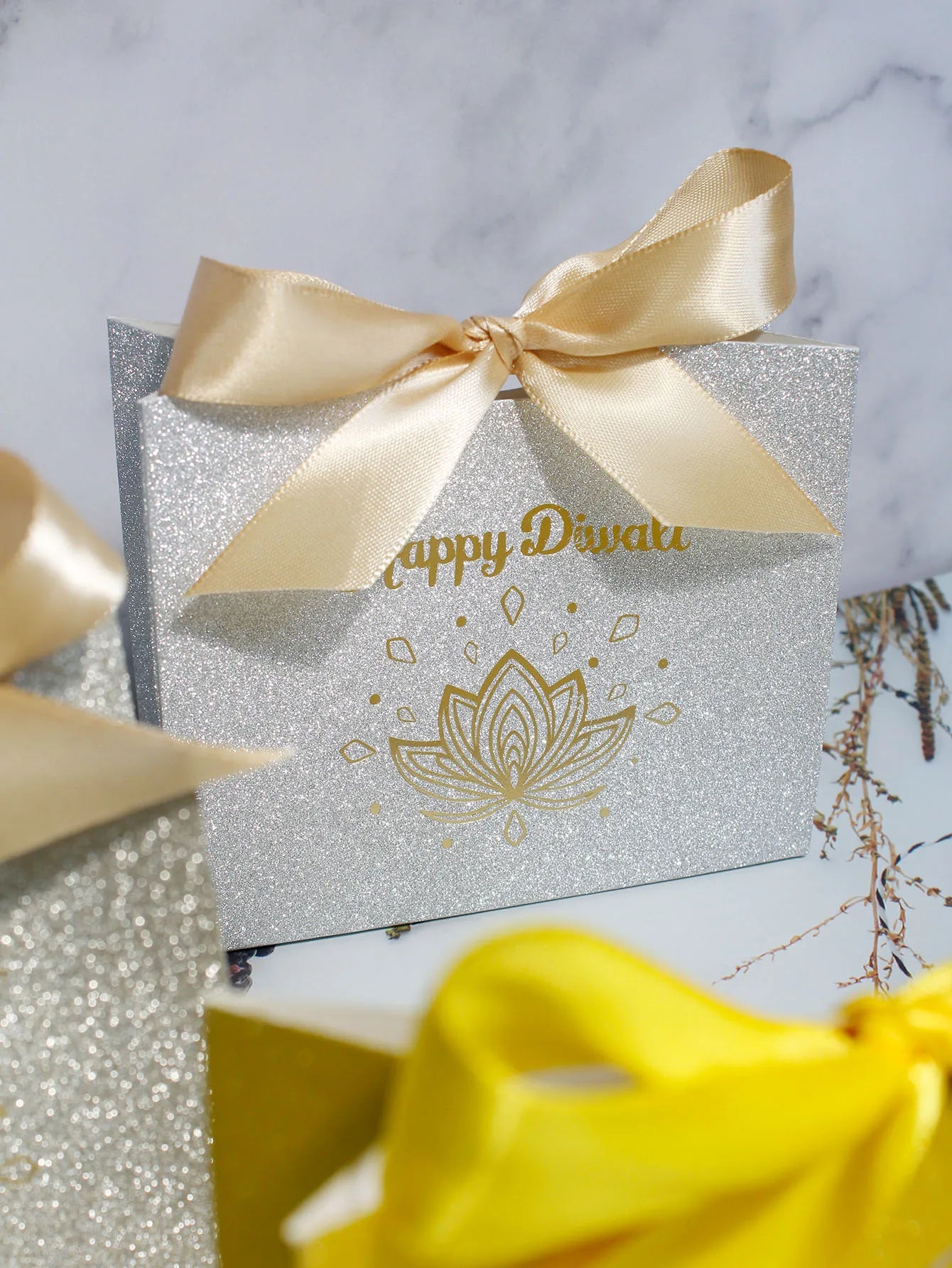 10/20/50pcs Indian Diwali Candy Box, Halloween, Glitter Powder,silver Powder, Three Exquisite Styles of Ribbon Packaging