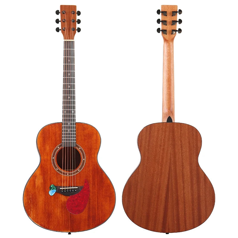 Travel Guitar 36 Inch Acoustic Guitar 6 String Mini Guitars Brown and Natural Color Folk Guitar Full Sapele