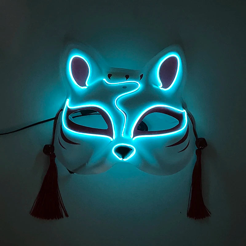 Halloween 10 Colors LED Neon El Wire Mask Cosplay Luminous Fox Mask Dance Party Dress Accessories