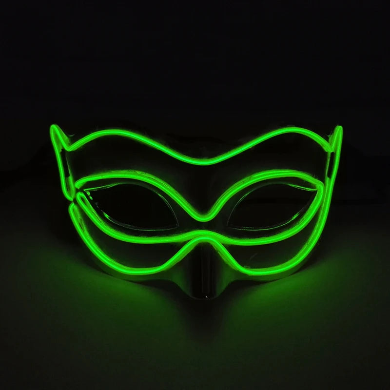 Halloween 10 Colors LED Neon El Wire Mask Cosplay Luminous Fox Mask Dance Party Dress Accessories