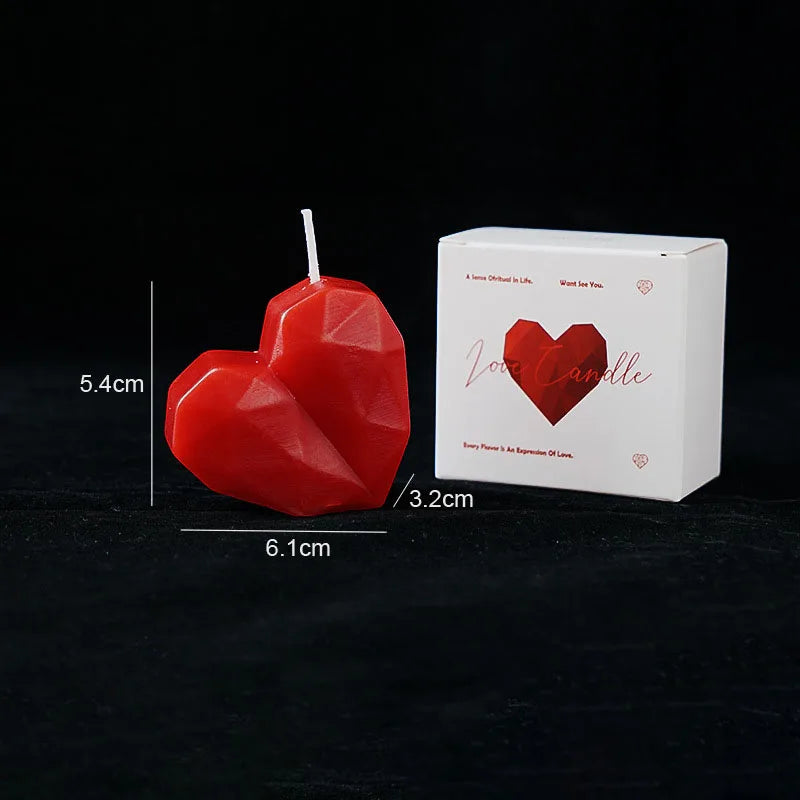 Love Aromatherapy Candle Valentine's Day Wedding Gift Heart Shaped Handmade Atmosphere 3D Design Geometric Texture Shaped Candle