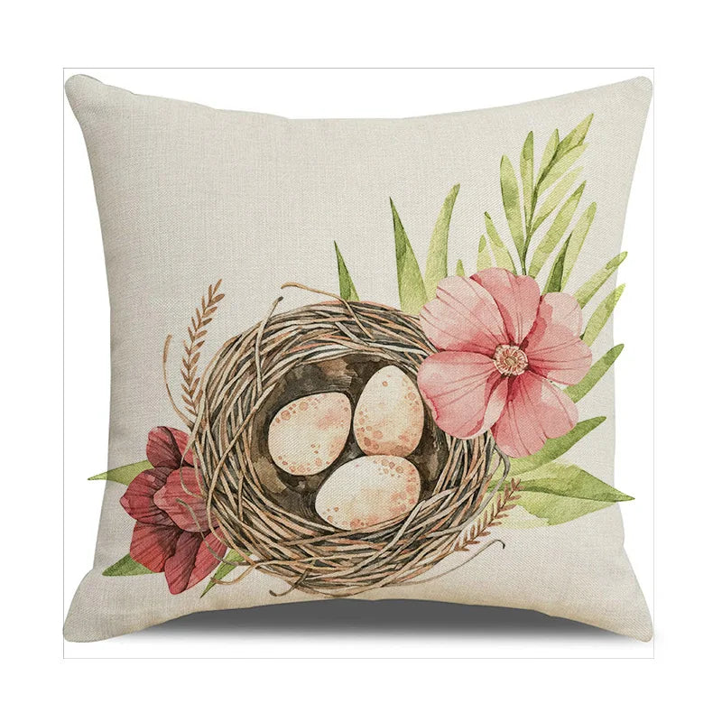 2024 Easter Rabbit Table Runner Linen Bunny Dining Table Cloth Placemat Spring Holiday Happy Easter Decoration for Home Kitchen
