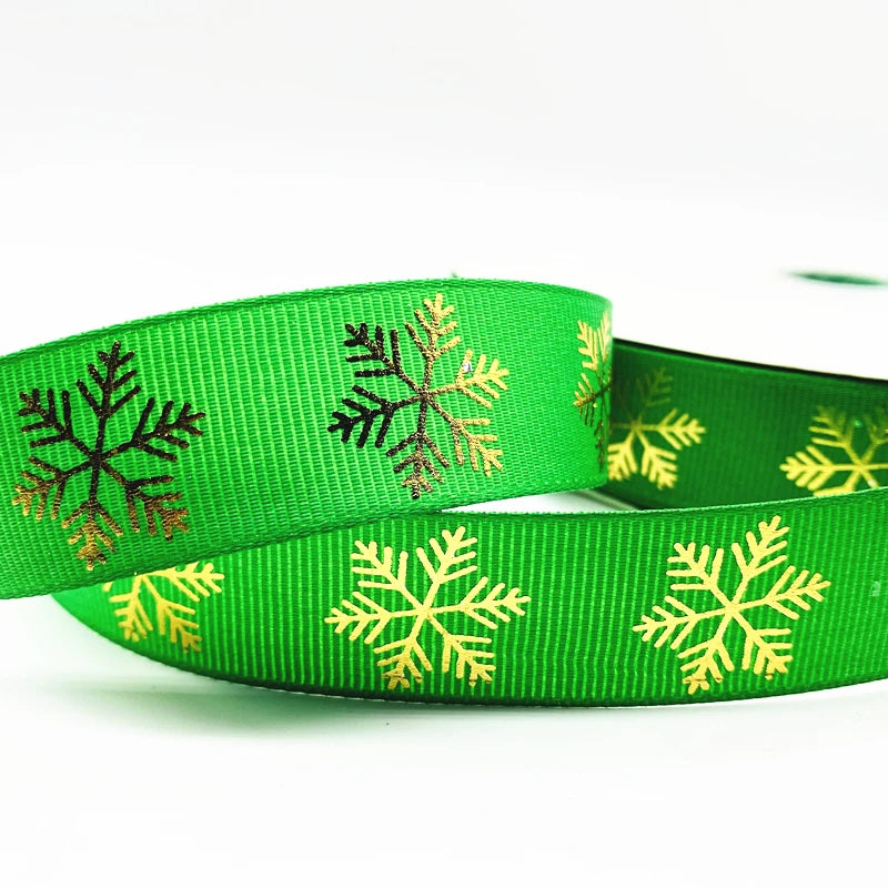 5yards 10mm 15mm 25mm Christmas Ribbon Printed Christmas Polyester Ribbon for Handmade Design Christmas Decoration Gift Packing