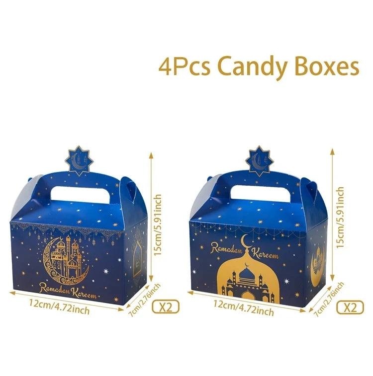 24Pcs Eid Mubarak Candy Gift Box Eid Black White Packaging Box Ramadan Decoration 2024 Islam Muslims Festive Party Supplies