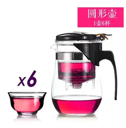 2021 Hot Sale Heat Resistant Glass Teapot Chinese Tea Set Puer Kettle Coffee Glass Maker Convenient Office Tea Pot With Filter