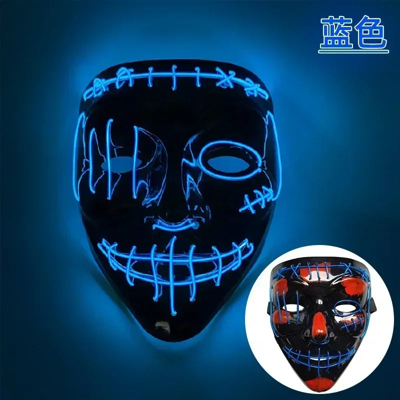 Wireless Halloween Neon LED Purge Mask Masque Masquerade Party Masks Light Grow in the Dark Horror Mask Glowing Masker