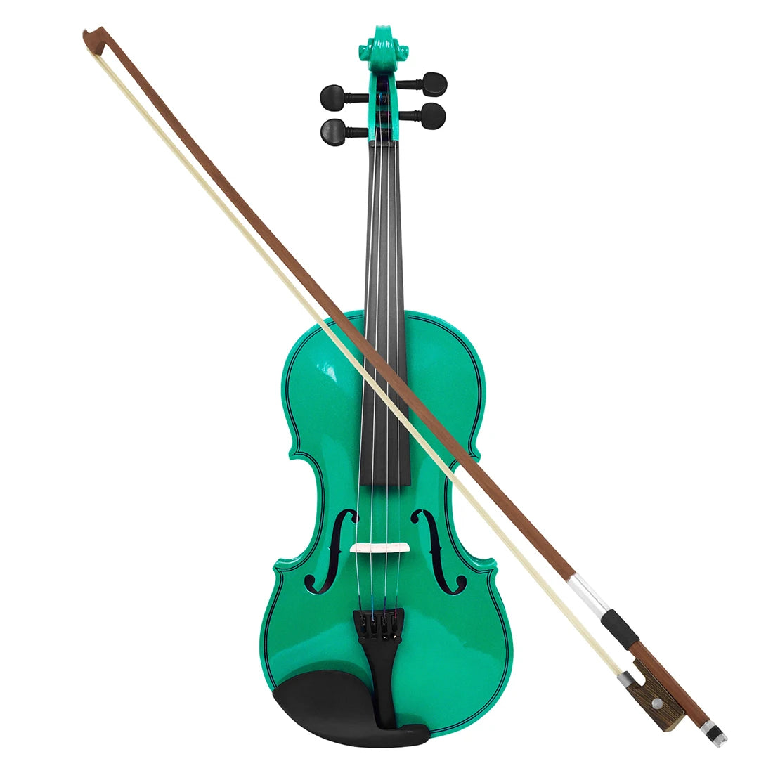4/4 Full Size Solid Wood Acoustic Violin for Violin Beginner With Case and Bow, Green / Purple Color Fiddle