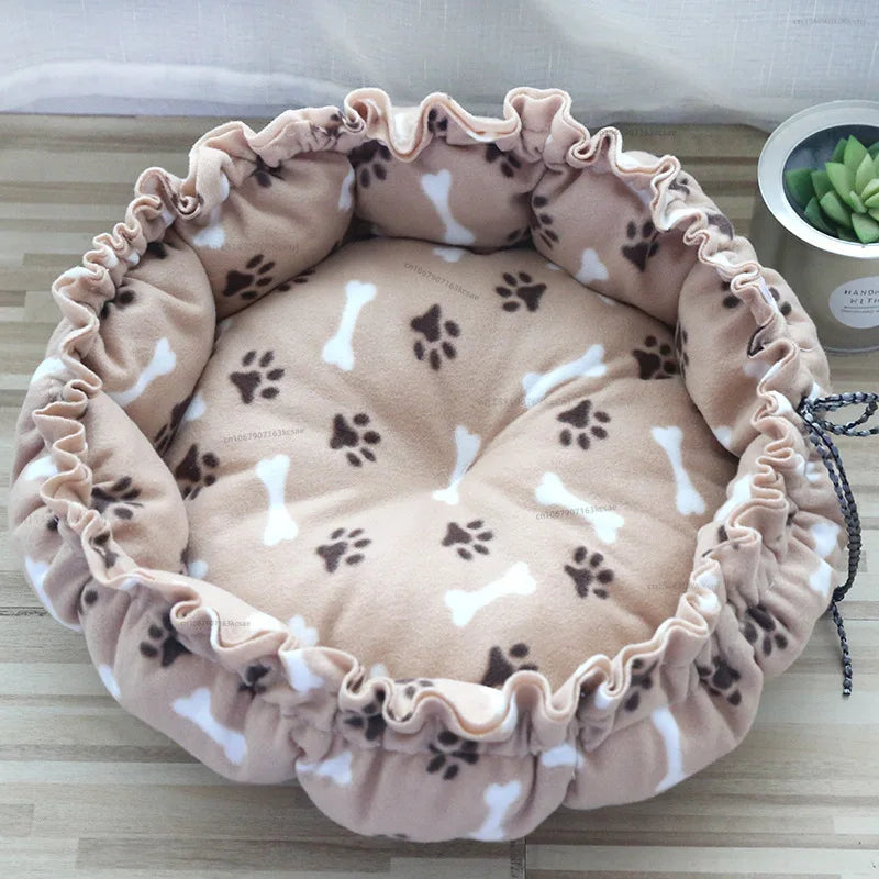 Round Dog Cat Bed Basket Warm Plush Cats Cushion Pet Bag Mat Winter House Soft Nest Puppy Sleeping Sofa for Small Dogs Cat