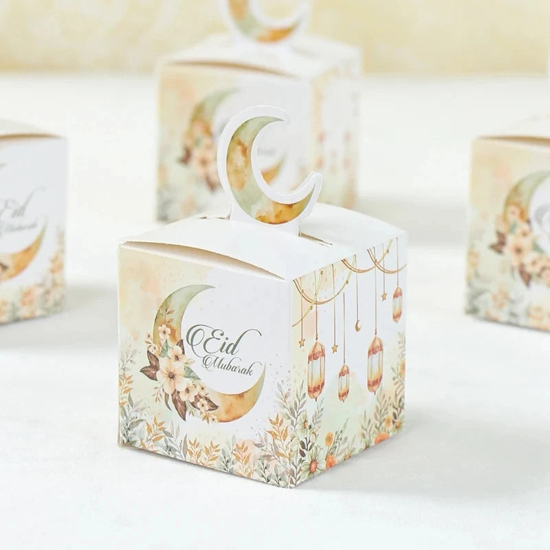 24Pcs Eid Mubarak Candy Gift Box Eid Black White Packaging Box Ramadan Decoration 2024 Islam Muslims Festive Party Supplies