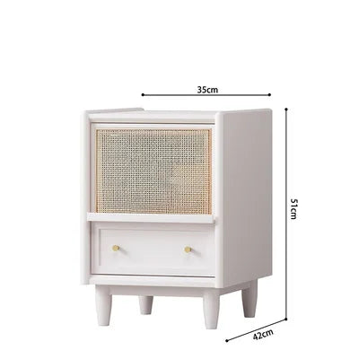 Nightstands Rattan Weaving Bedroom Furniture Bedside Table Multifunctional Small Side Storage Cabinet Solid Wood Night Stand