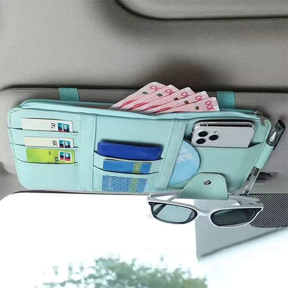 Car Sun Visor Bill Pen Business Card Holder CD DVD Organizer Storage Box Sunglasses Clip Stowing Tidying Car Accessories 