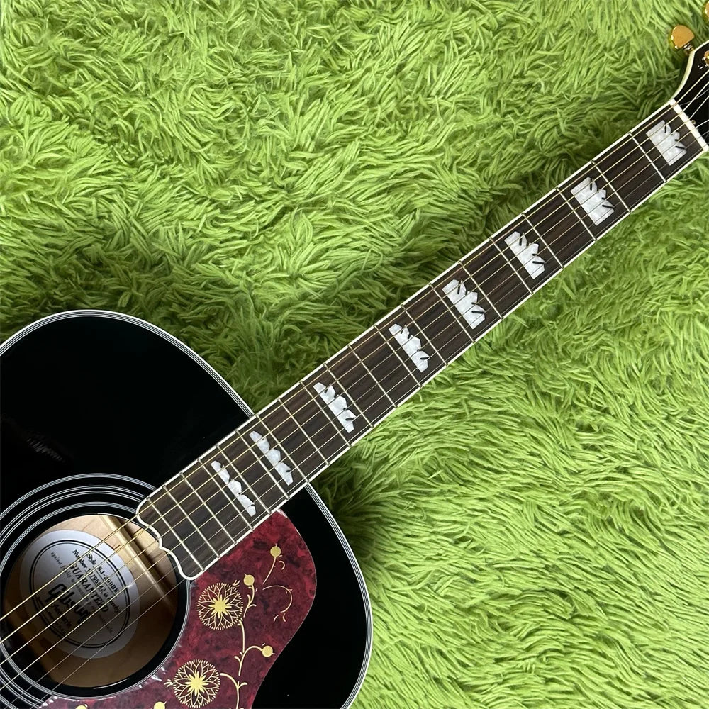 Free Shipping in Stock Electric Acoustic Guitar SJ200 BK Guitars Gold Hardware Guitarra