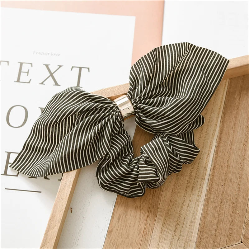 Chiffon Hair Scrunchies Women Fashion Pearl Ponytail Holder Hair Tie Hair Rope Rubber Bands Hair Accessories Bowknot Headwear