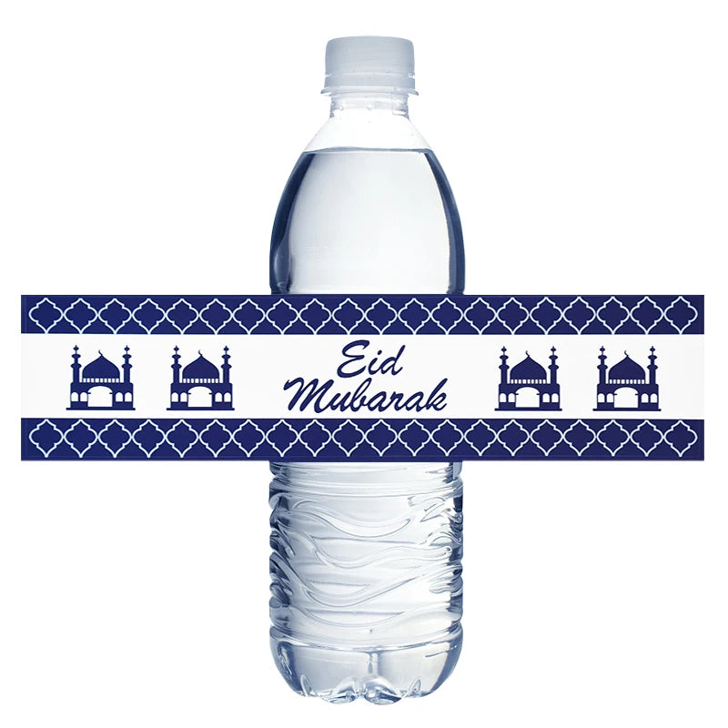 10/20pcs Eid Mubarak Bottle Wrapper Paper Sticker Ramadan Kareem Festival Party Supplies Water Bottle Cover Eid Al-Fitr Decor