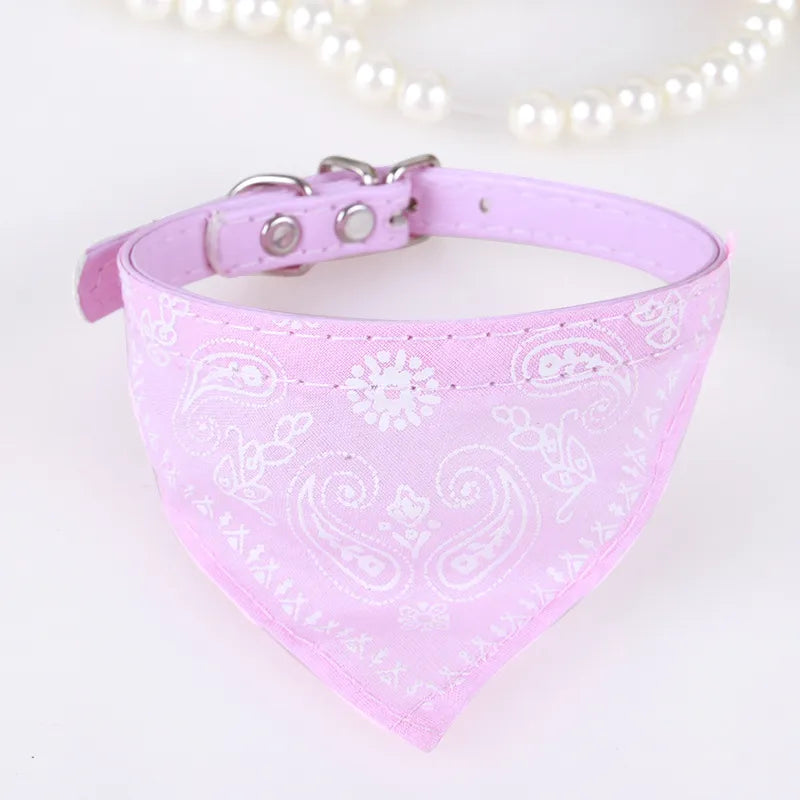 Adjustable Dog Bandana Leather Printed Soft Collar for Dog Pet Supplies Cat Scarf Collar for Chihuahua Puppy Pet Neckerchief